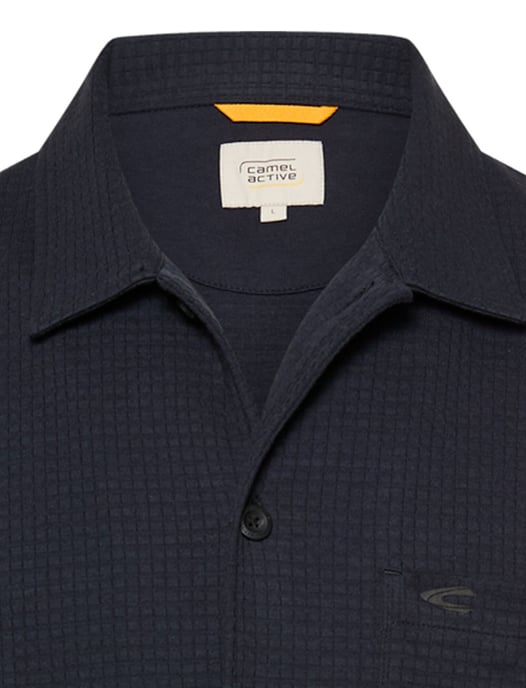 Camel Active overhemd donkerblauw katoen geprint wijde fit - Image 3