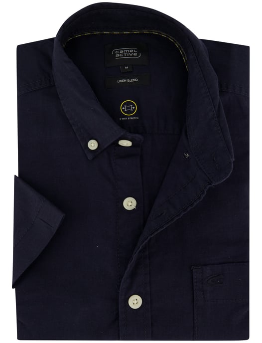Camel Active overhemd donkerblauw wijde fit linnen - Image 1