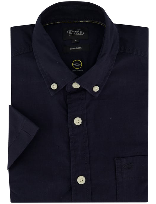 Camel Active overhemd donkerblauw wijde fit linnen - Image 2