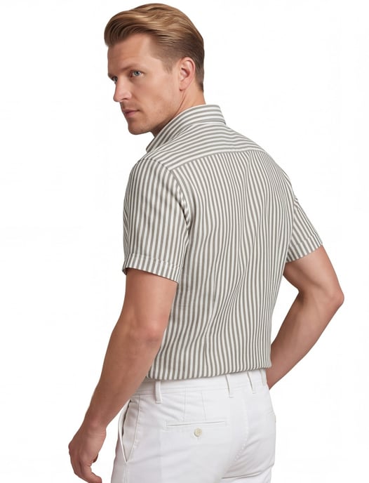 Overhemd Ledub Modern Fit gestreept groen - Image 2
