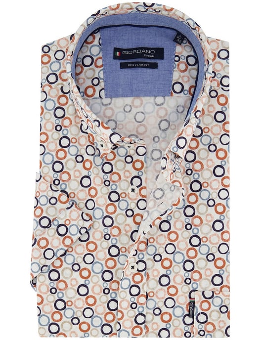 Oranje blauw geprint overhemd Giordano Regular Fit met rondjes - Image 1