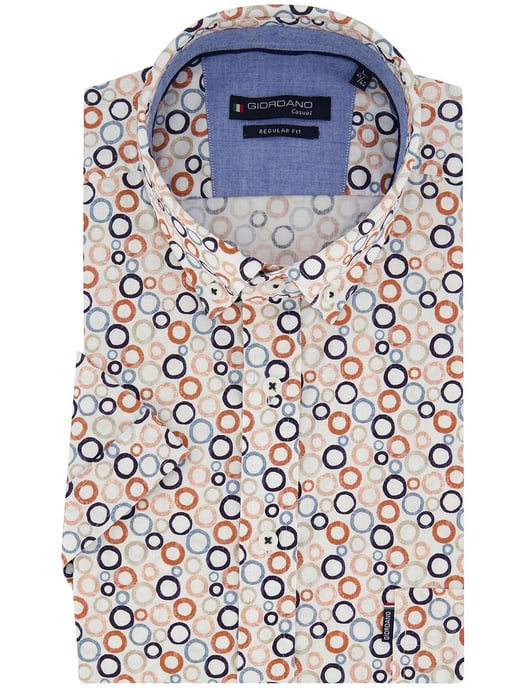 Oranje blauw geprint overhemd Giordano Regular Fit met rondjes - Image 2