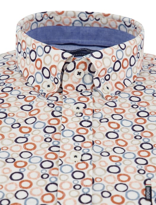 Oranje blauw geprint overhemd Giordano Regular Fit met rondjes - Image 3