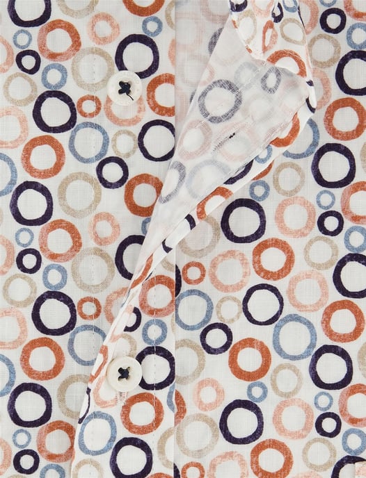 Oranje blauw geprint overhemd Giordano Regular Fit met rondjes - Image 4