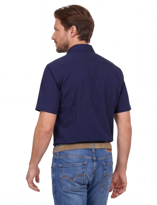 Strijkvrij overhemd Venti casual fit navy met borstzak - Image 2