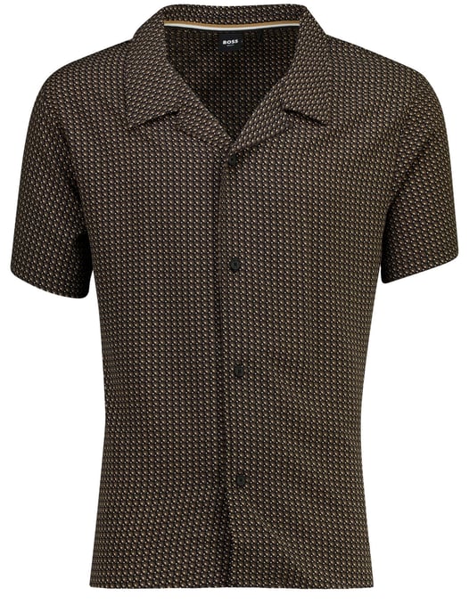 Zwart overhemd korte mouw BOSS Beach Black reverskraag - Image 1