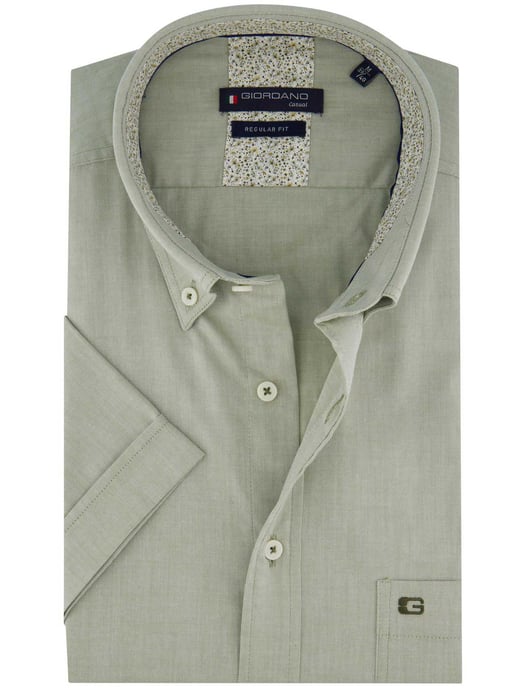 Giordano overhemd button down korte mouw Regular Fit groen - Image 1