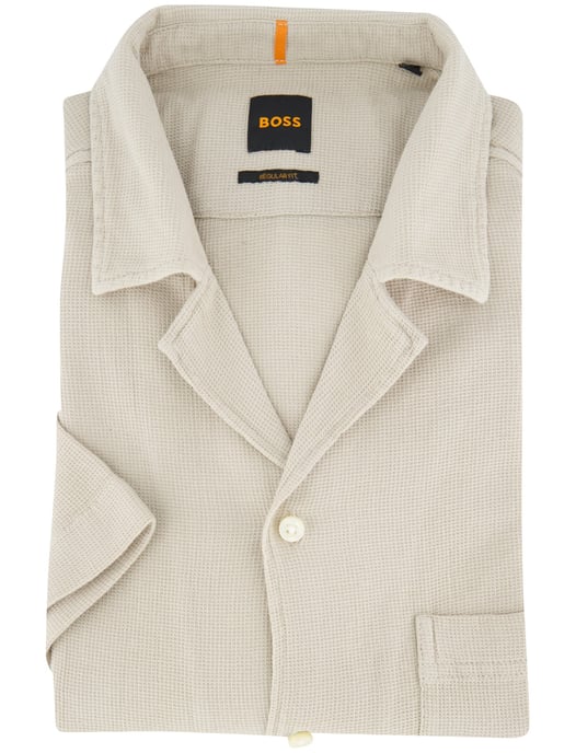 Boss Orange overhemd korte mouw Rayer beige wide collar - Image 2
