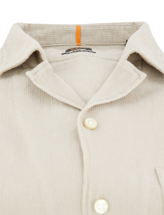 Boss Orange overhemd korte mouw Rayer beige wide collar - Image 3