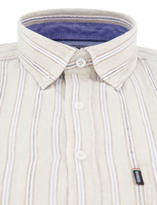 Beige gestreept korte mouw Giordano Regular Fit overhemd - Image 3