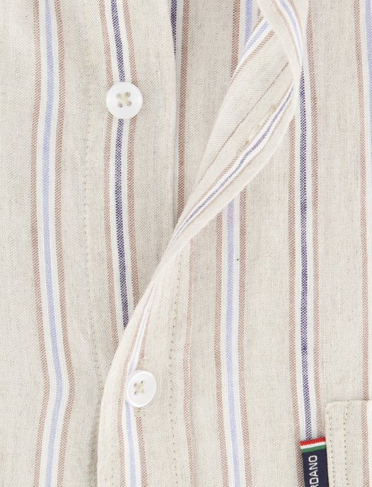 Beige gestreept korte mouw Giordano Regular Fit overhemd - Image 4