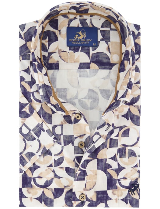 Overhemd Eden valley regular fit donkerblauw printje - Image 1