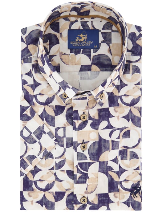 Overhemd Eden valley regular fit donkerblauw printje - Image 2