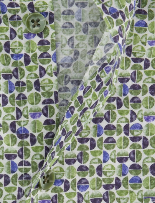 Korte mouw overhemd Ledub groen print modern fit semi-wide collar - Image 4