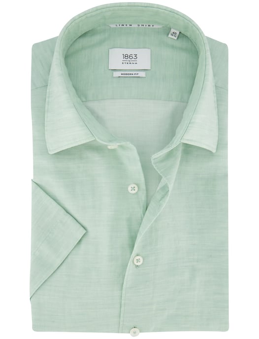 Eterna overhemd groen korte mouw semi-wide collar - Image 1