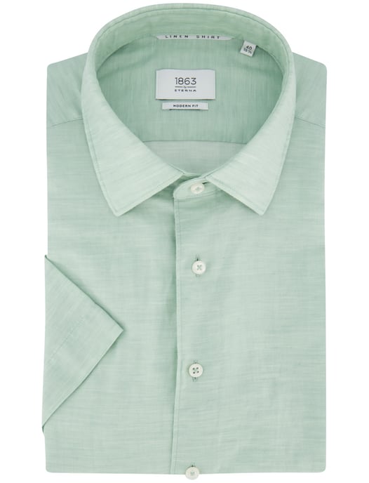 Eterna overhemd groen korte mouw semi-wide collar - Image 2