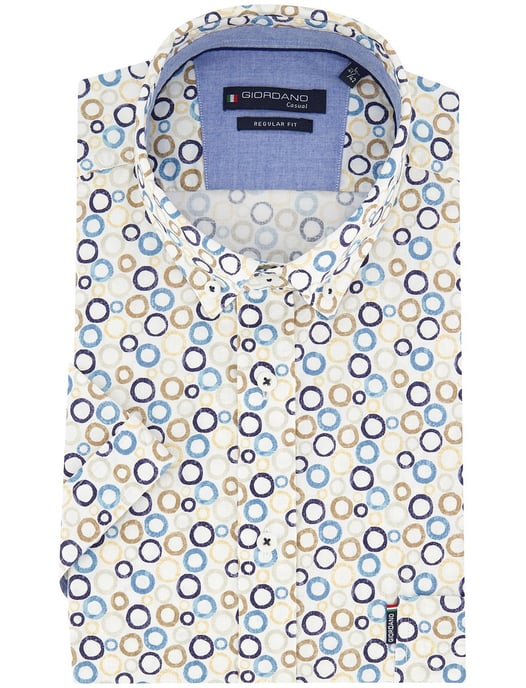 Blauw beige geprint overhemd Giordano Regular Fit met rondjes - Image 2