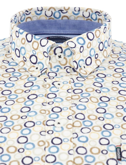 Blauw beige geprint overhemd Giordano Regular Fit met rondjes - Image 3