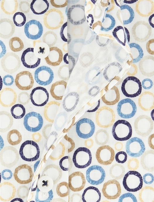 Blauw beige geprint overhemd Giordano Regular Fit met rondjes - Image 4