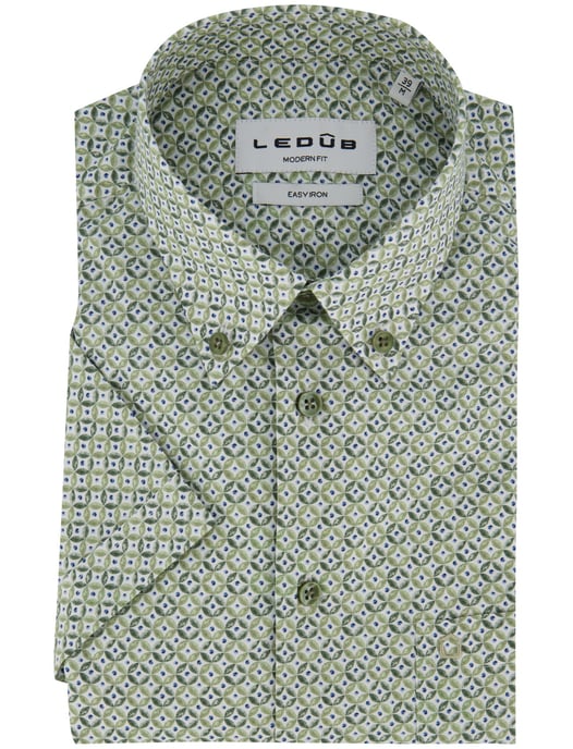 Modern fit groen geprint overhemd Ledub 100% katoen - Image 2