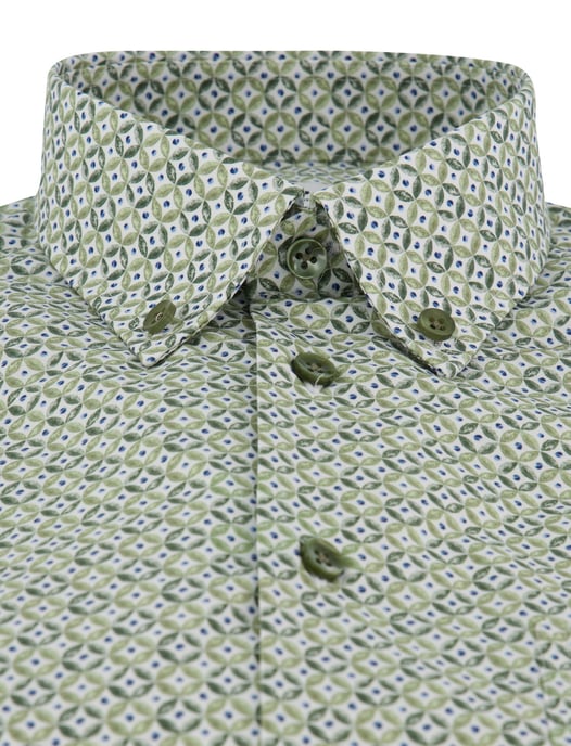 Modern fit groen geprint overhemd Ledub 100% katoen - Image 3