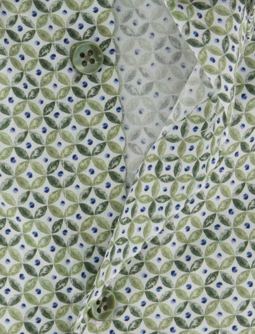 Modern fit groen geprint overhemd Ledub 100% katoen - Image 4