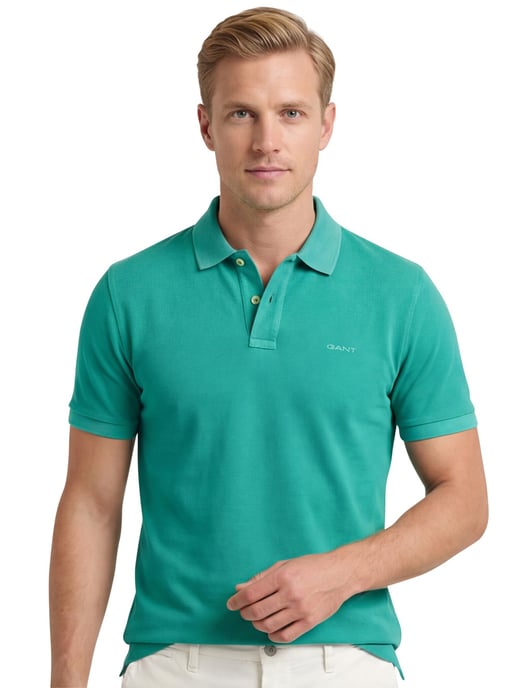 Gant polo normale fit lichtblauw effen katoen effen - Image 1