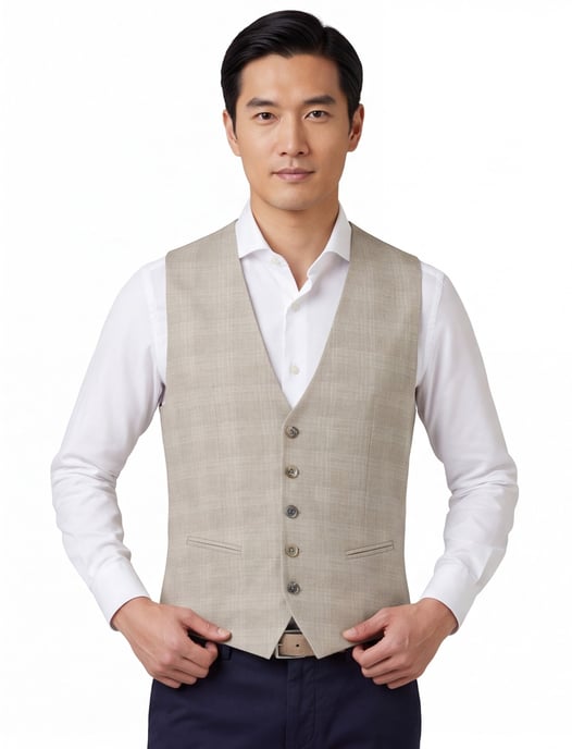 Gilet Zuitable beige zomer katoen - Image 1