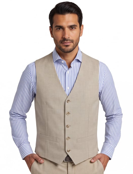 Gilet Roy Robson beige wol - Image 1