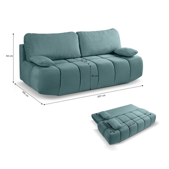 Furnilux Lauder 2-zits sofa bed mintblauw moderne sofa met slaapfunctie - Image 4