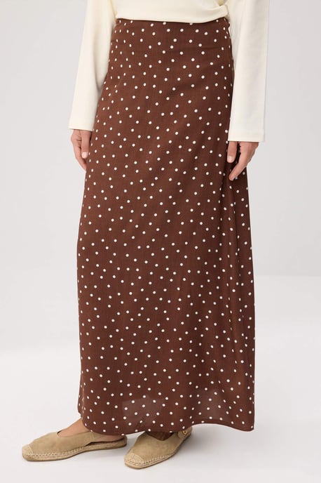 Trendyol Modest Dames Bruin Stippen Maxi A-lijn A-lijn Modest Rokken - Image 2