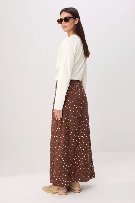 Trendyol Modest Dames Bruin Stippen Maxi A-lijn A-lijn Modest Rokken - Image 3