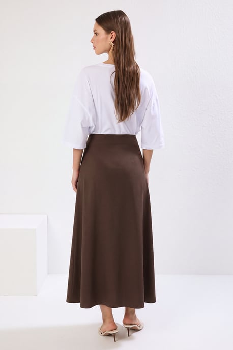 Trendyol Modest Dames Bruin Effen Maxi A-lijn A-lijn Modest Rokken - Image 3