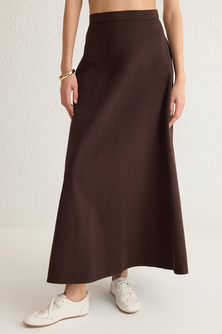 TRENDYOLMİLLA Women's Brown Plain Maxi A-line A-line Skirts - Image 2