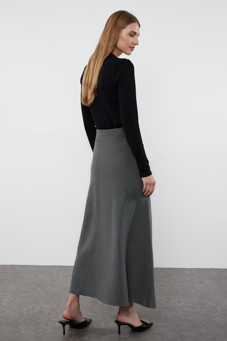 TRENDYOLMİLLA Dames Grijs Effen Maxi Basic A-lijn Rokken - Image 4