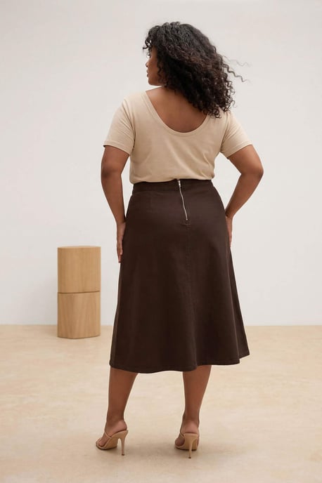 Trendyol Curve Dam Brun Enfärgad Maxi A-linje Plus size Kjolar - Image 2