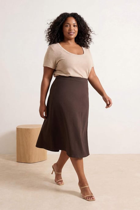 Trendyol Curve Dam Brun Enfärgad Maxi A-linje Plus size Kjolar - Image 6
