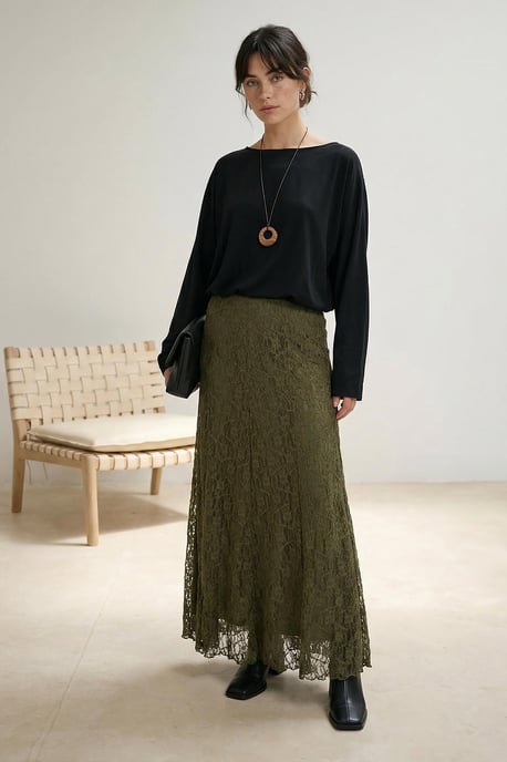 Trendyol Modest Dames Kaki Effen Maxi Modest Rokken - Image 6