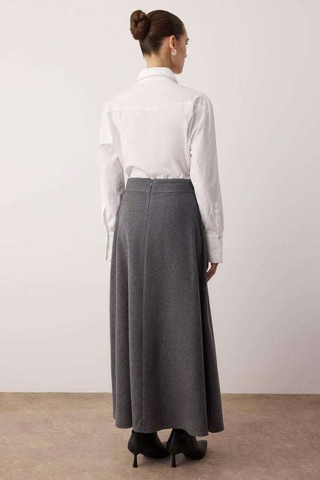 Trendyol Modest Dames Grijs Effen Maxi A-lijn Modest Rokken - Image 3