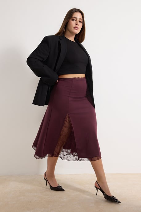 Trendyol Curve Dam Lila Enfärgad Maxi Plus size Kjolar - Image 1