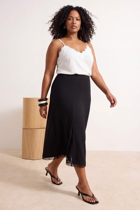 Trendyol Curve Dam Svart Enfärgad Maxi Plus size Kjolar - Image 2