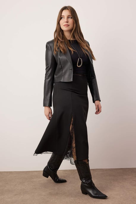 Trendyol Curve Dam Svart Enfärgad Maxi Plus size Kjolar - Image 4