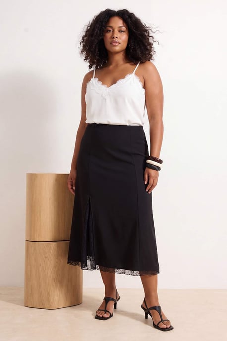 Trendyol Curve Dam Svart Enfärgad Maxi Plus size Kjolar - Image 6