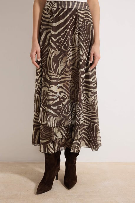 Trendyol Modest Dames Bruin Dierenprint Maxi Uitlopend rok A-lijn Modest Rokken - Image 2