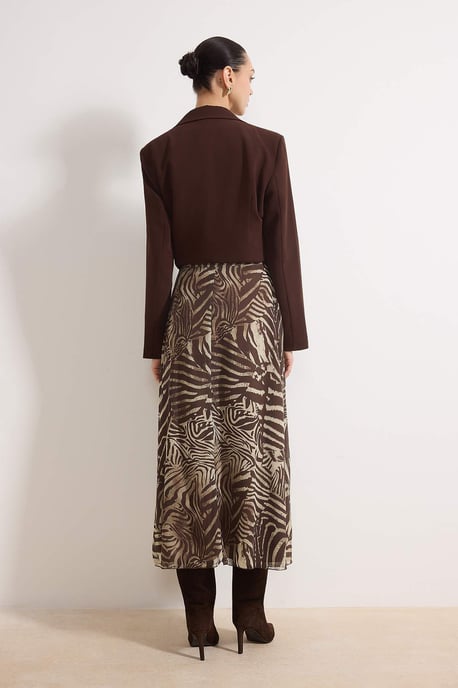 Trendyol Modest Dames Bruin Dierenprint Maxi Uitlopend rok A-lijn Modest Rokken - Image 3