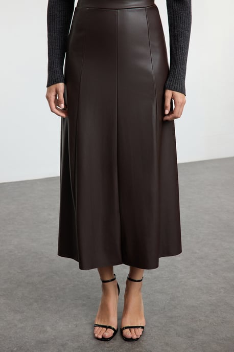 TRENDYOLMİLLA Dames Bruin Effen Maxi A-lijn A-lijn Rokken - Image 2