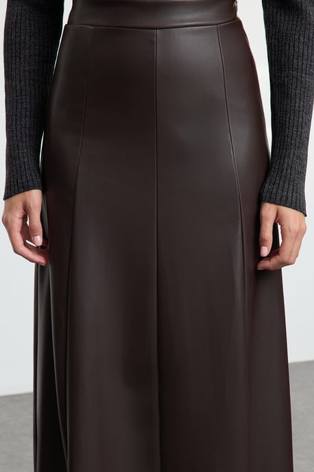 TRENDYOLMİLLA Dames Bruin Effen Maxi A-lijn A-lijn Rokken - Image 3