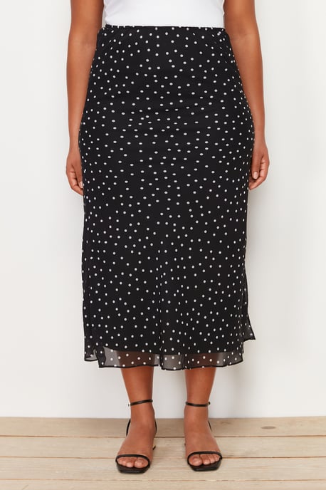 Trendyol Curve Dam Svart Prickig Maxi Sjöjungfru Plus size Kjolar - Image 3
