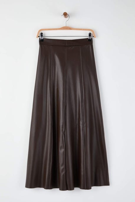 TRENDYOLMİLLA Dames Bruin Effen Maxi A-lijn A-lijn Rokken - Image 5