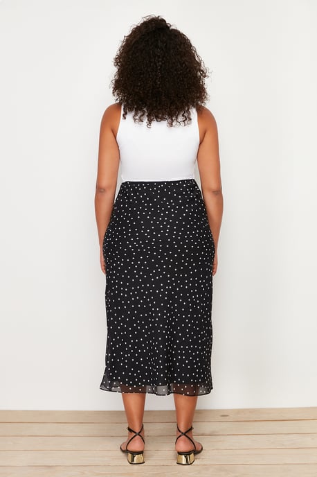 Trendyol Curve Dam Svart Prickig Maxi Sjöjungfru Plus size Kjolar - Image 5